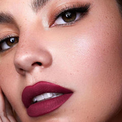 evpct wine red lipstick matte finish swatch on lips