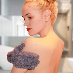 Evridwear exfoliating glove close-up showing dual texture for skin softness.