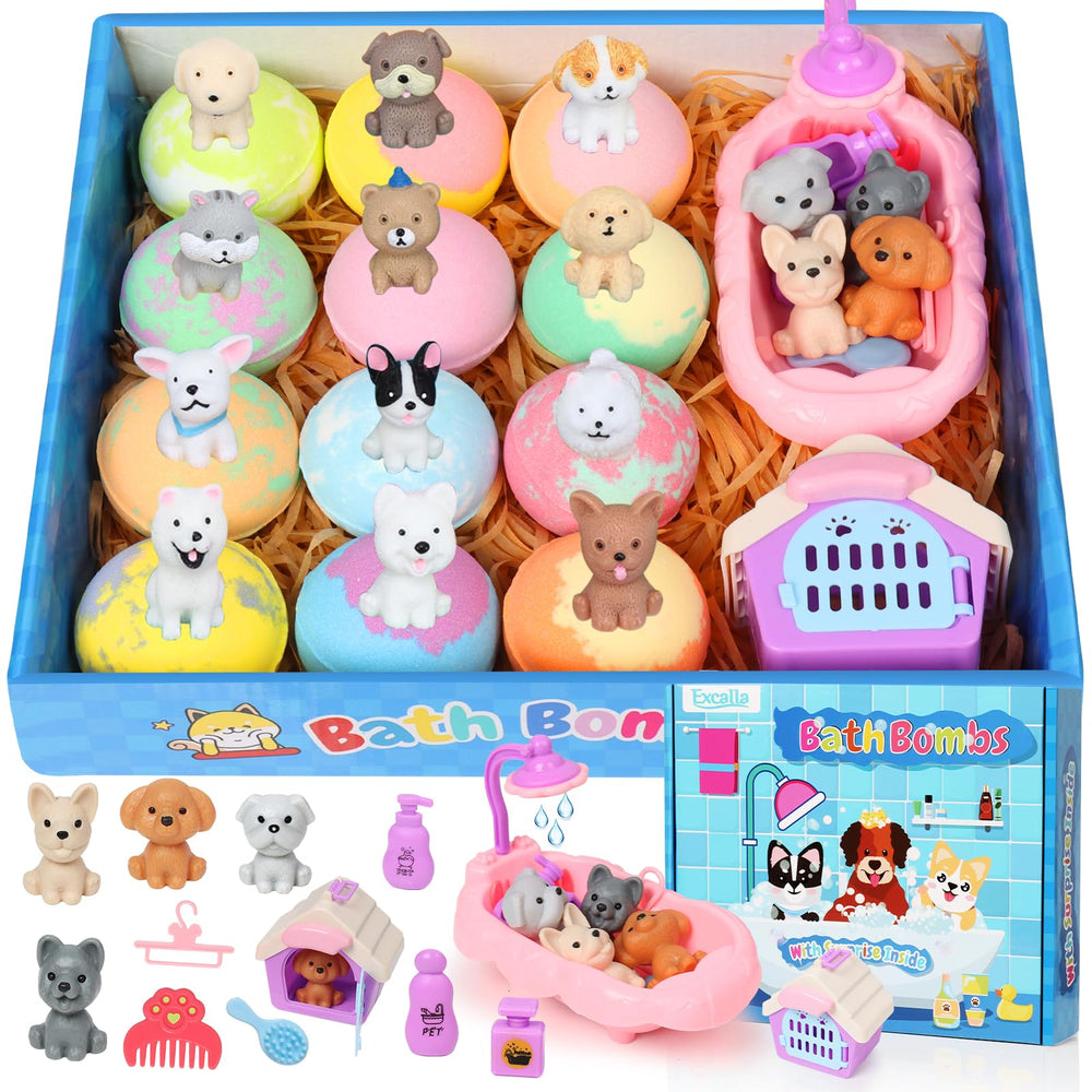 Excalla bath bombs 12-pack with toy inside offering surprise playtime during bath