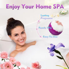 Excalla bath bombs creating bubbles in tub for a spa-like soak.