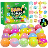 Excalla bath bombs packaging box with surprise toy inside for kids.