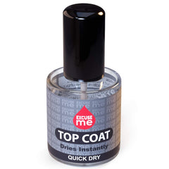 EXCUSE ME fast-dry top coat for quick dry time and long-lasting shine on nails