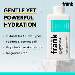 Close-up of Excuse My Frank Hydrating Gel Toner texture shows a silky, cooling gel.