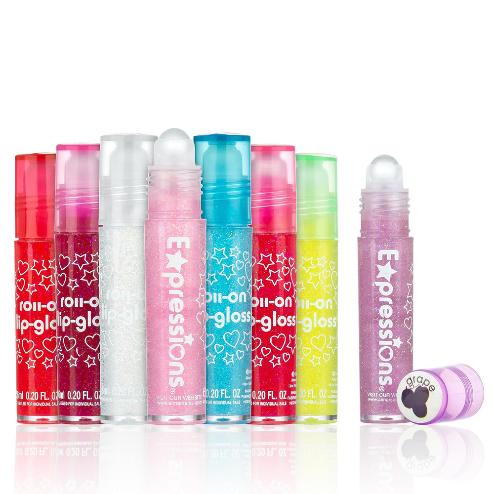 Kit EXPRESSIONS gloss lèvres roller, fruits variés, éclat ludique et non toxique.