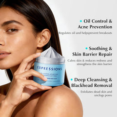 EXPRESSIONS WELLNESS face-mask-application demonstrates even layer for 10–20 minute treatment.
