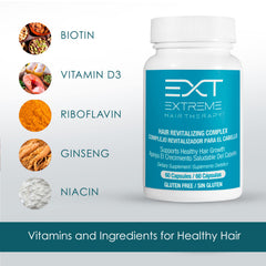 EXTREME HAIR THERAPY ingredients panel highlights vitamins for hair health.