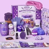 Exun Advent Calendar 2025 front box showcases lavender spa gifts, ideal for a festive countdown.