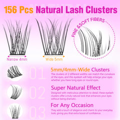 EYDEVRO 5mm and 4mm wide lash clusters close-up blending with real lashes