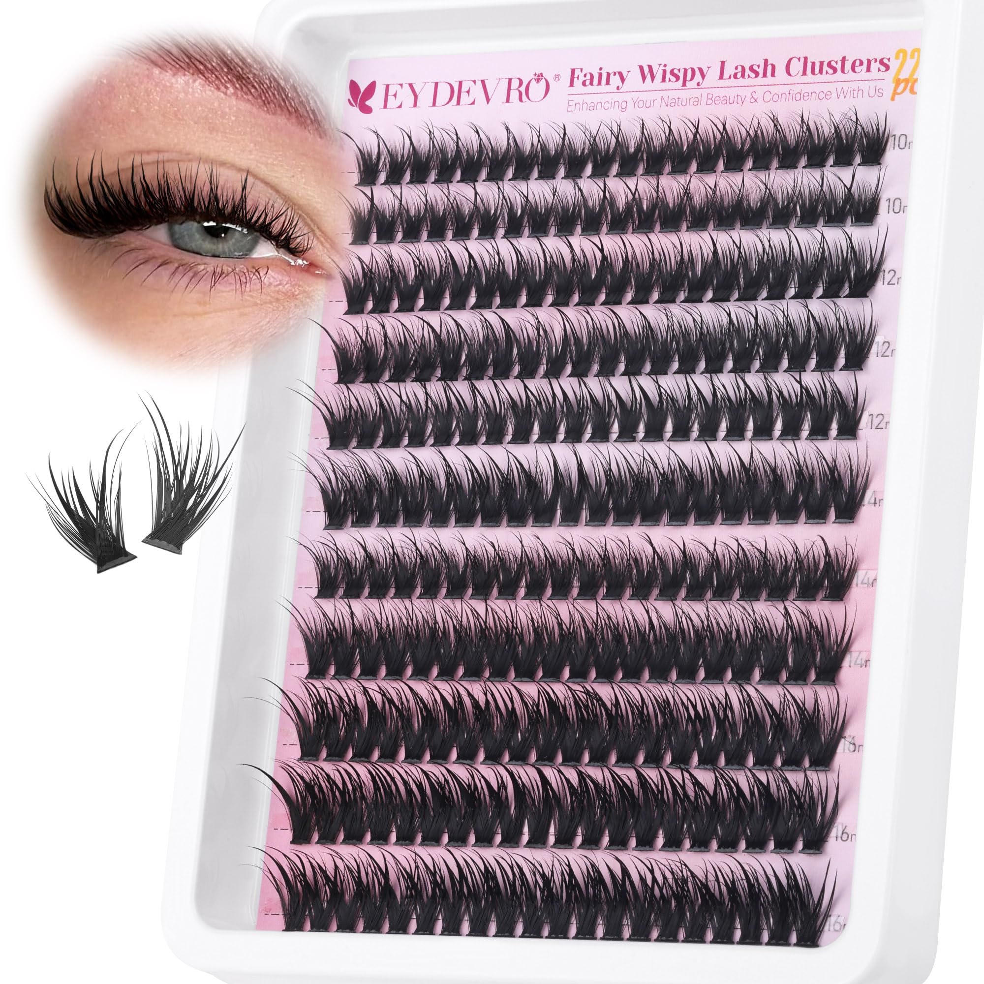 EYDEVRO Fairy Lash Clusters with a wet-look finish for a dewy eye effect