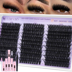 EYDEVRO lash clusters kit 60D80D100D close-up showing dramatic volume