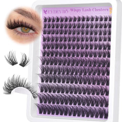 EYDEVRO Wispy Lash Clusters in 9-18mm, 192 pieces, neatly packaged for easy selection.