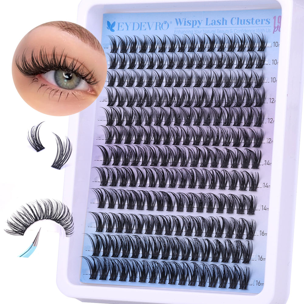 EYDEVRO Wispy Lash Clusters mermaid-tail close-up for a soft, natural cat-eye look.