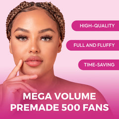 Eyesy Lash 500 promade fans with matte finish for a natural, seamless look.