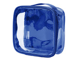 EzPacking clear travel bag in royal blue for quick security checks.