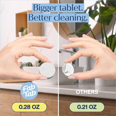 Fab Tab bottle pour action showing rich foaming in motion.
