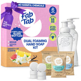 Fab Tab dual foaming bottles front view for stylish bathroom use.