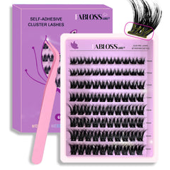 Fabblosslashes pre-glued lash clusters close-up for quick, secure wear without glue.