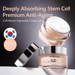 FABYOU Cell Renew Liposome Cream texture closeup demonstrates silky absorption for daily use.