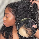 FACMOOD 4C edges kinky curly lace front wig with natural hairline for daily wear