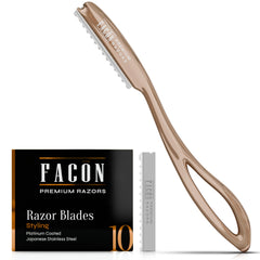 FACON Faether razor close-up blades for precise cuts.