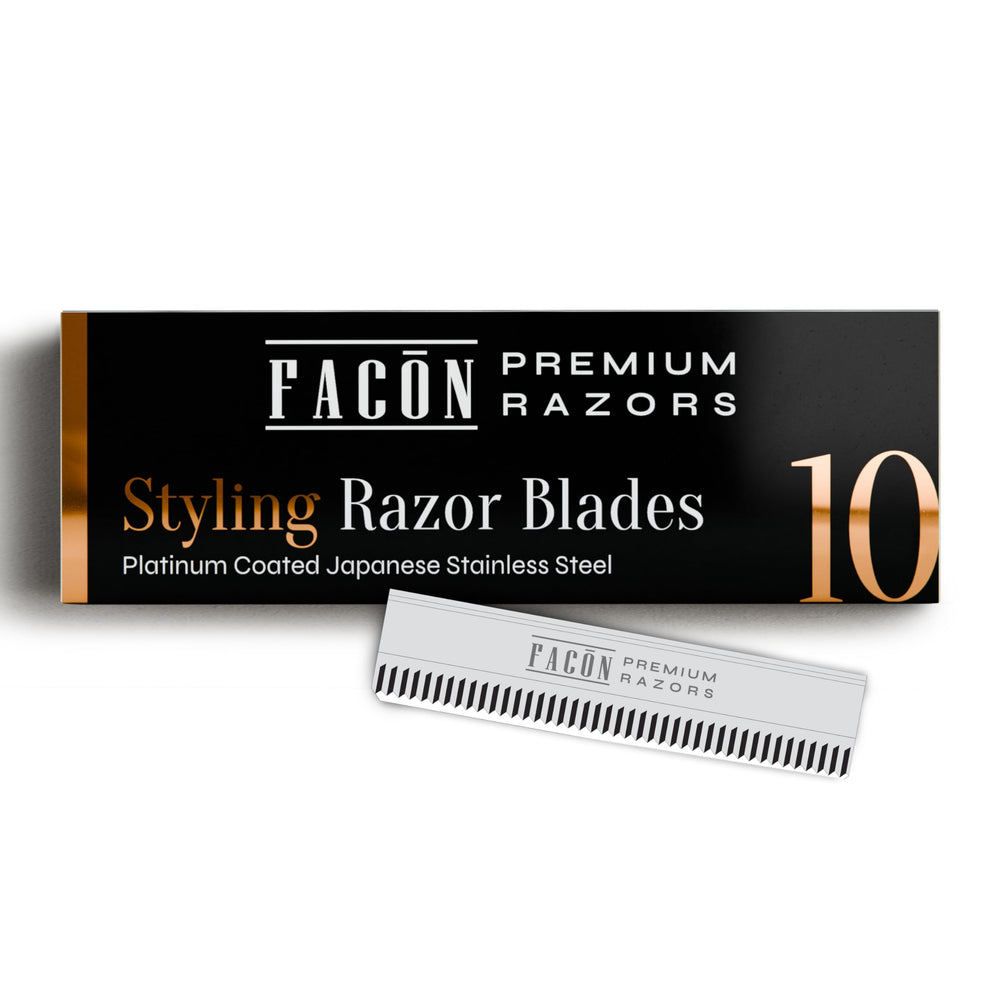 FACON professional razor blades for thinning hair, precision-focused for clean results.