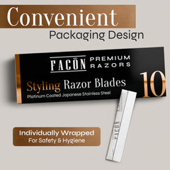 FACON stainless steel razor blades offer a hygienic, easy blade swap.