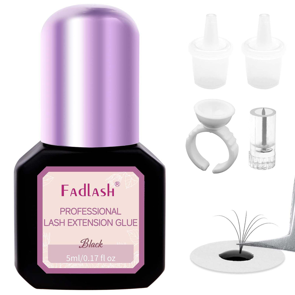 FADLASH eyelash-extension glue strong hold close-up for long-lasting retention.