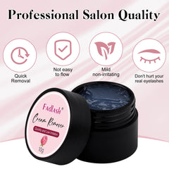 FADLASH Lash Remover glass jar close-up emphasizing premium formula.