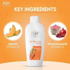 Fair & White Original Carrot Tonifying Body Wash foam close-up, delivering gentle cleansing and radiant finish.