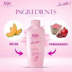 Close-up of FAIR & WHITE pomegranate and melon extracts with nourishing scent.