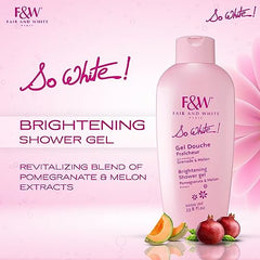 FAIR & WHITE So White foam lather for silky, soft skin after shower.