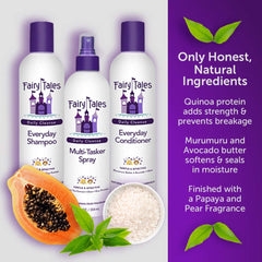 Fairy Tales Daily Cleanse conditioner close-up highlights silky, easy-to-brush hair