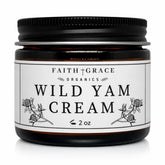 Faith and Grace Organics Wild Yam Cream jar with smooth, moisturizing formula for daily skincare.