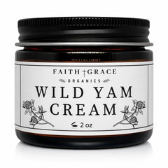 Faith and Grace Organics Wild Yam Cream jar with smooth, moisturizing formula for daily skincare.
