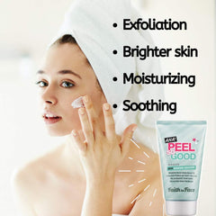 Faith in Face AHA Peel texture close-up highlights micro exfoliants renewing dull complexion.