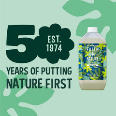 Faith in Nature Seaweed and Citrus bottle being poured illustrates vegan cruelty-free wash