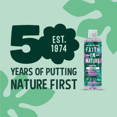 FAITH IN NATURE shampoo pump-action bottle demonstrates easy everyday cleansing
