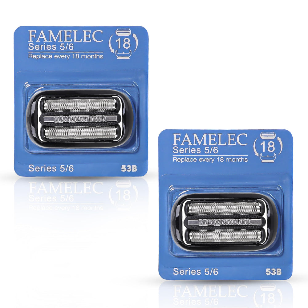 FAMELEC Braun 53B replacement head foil and cutter for a precise, smooth shave.