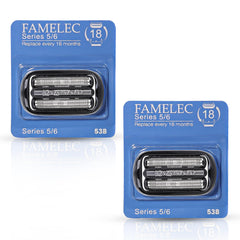 FAMELEC Braun 53B replacement head foil and cutter for a precise, smooth shave.