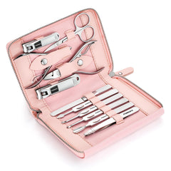 FAMILIFE 11-in-1 manicure tools neatly displayed in case for salon-like home care