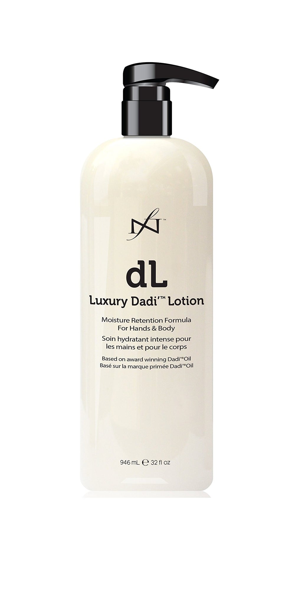 Famous Names Luxury Dadi' Lotion bottle—fast-absorbing, non-greasy hydration for professionals.