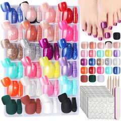FANDAMEI 24-color press-on toenails for versatile at-home looks.
