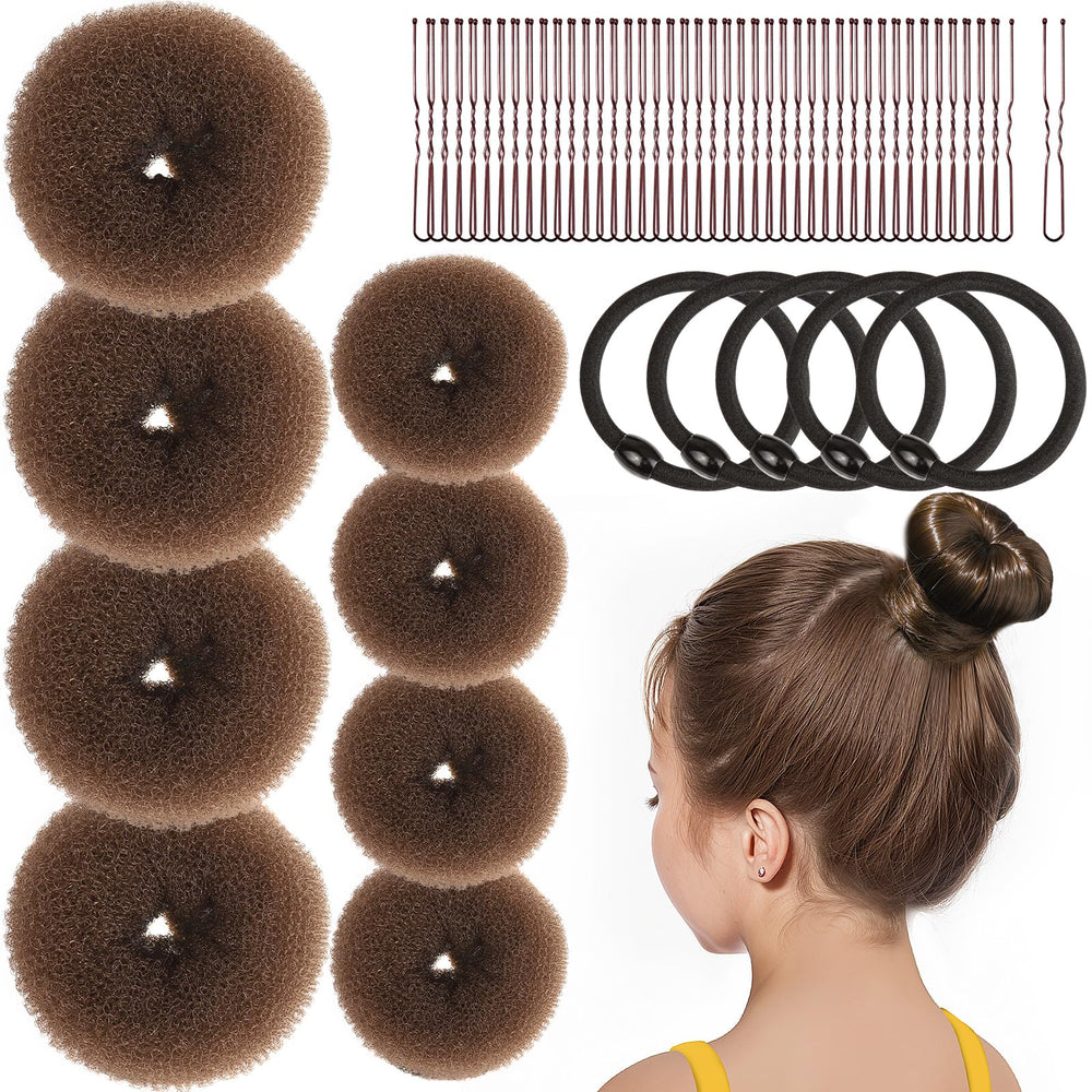 Fandamei donut bun kit in light brown for quick kid-friendly updos.