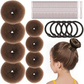 Fandamei donut bun kit in light brown for quick kid-friendly updos.