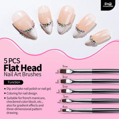 FANDAMEI flat head nail art brush ideal for french tips and gradients