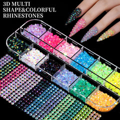 Fandamei flatback rhinestones and AB pearls for elegant French tips
