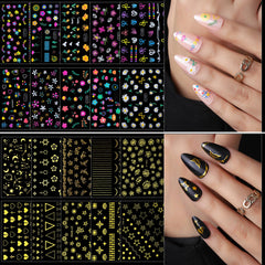 Fandamei gold nail stickers add luxe shine and bold patterns.
