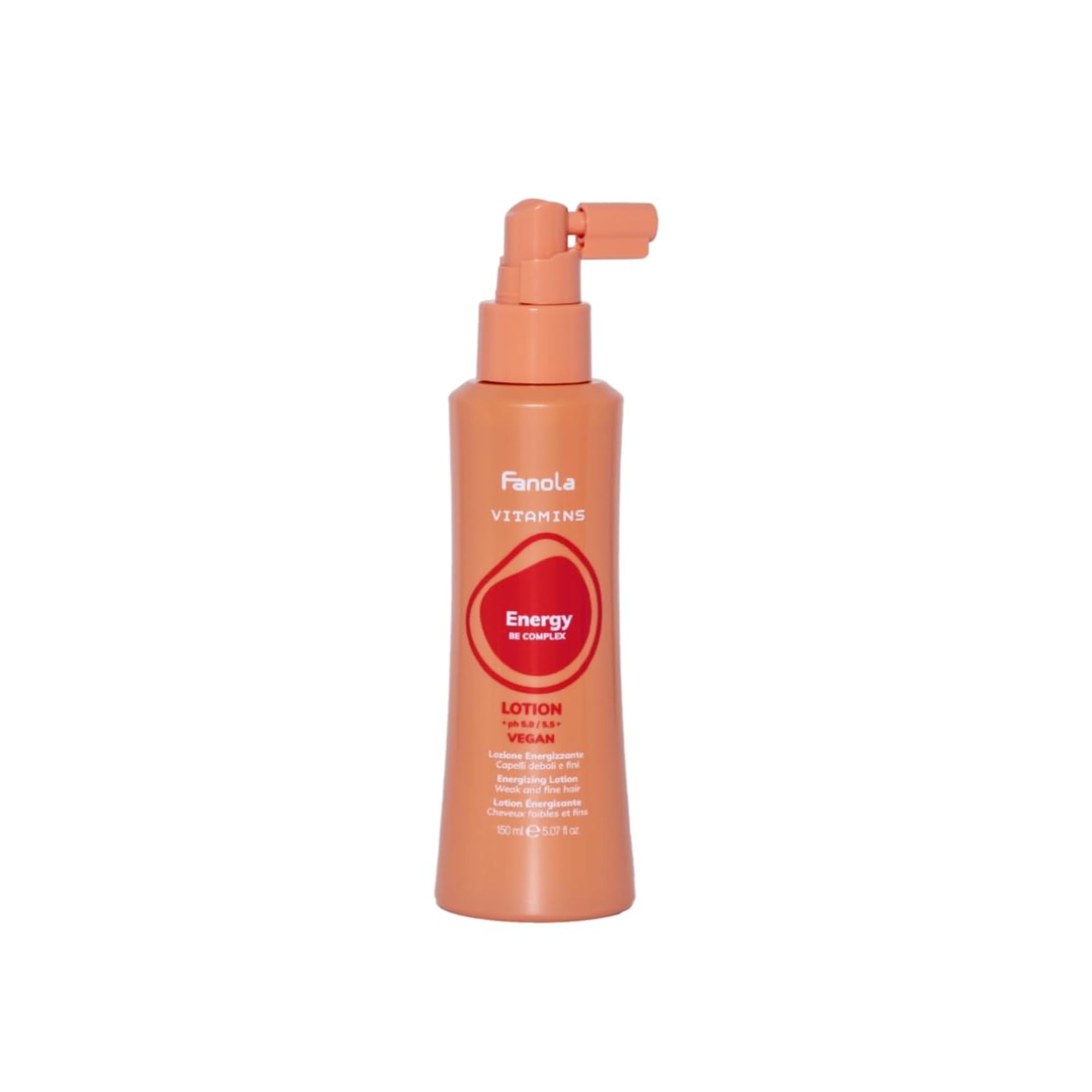 Fanola Energizing Dry Scalp Lotion bottle with pump for easy application and soothing scalp relief