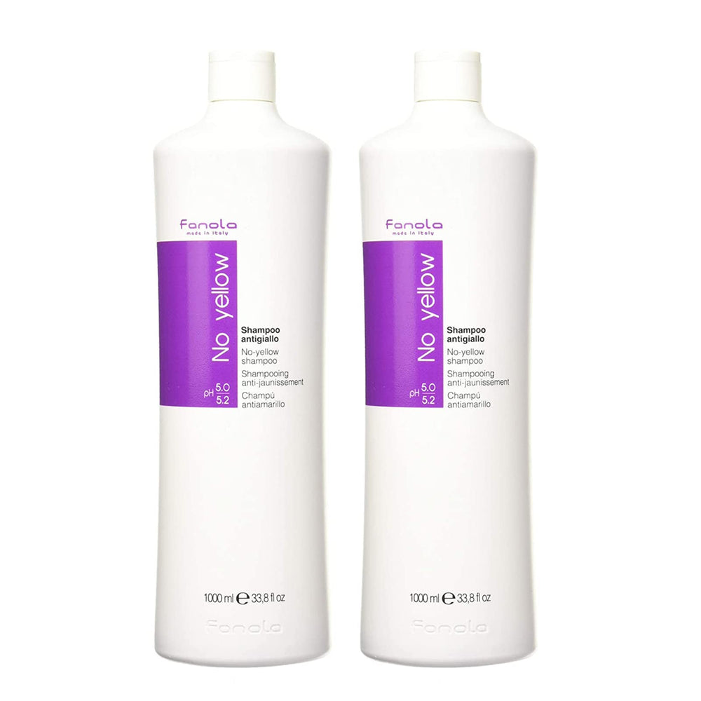 Fanola No Yellow bottle front showing color-correcting violet pigment for grey and blonde hair.