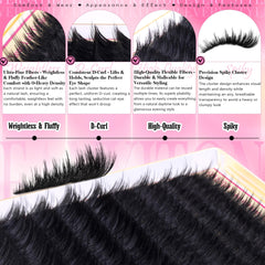 FANXITON Volume Lash Clusters in 14mm for subtle cat-eye definition